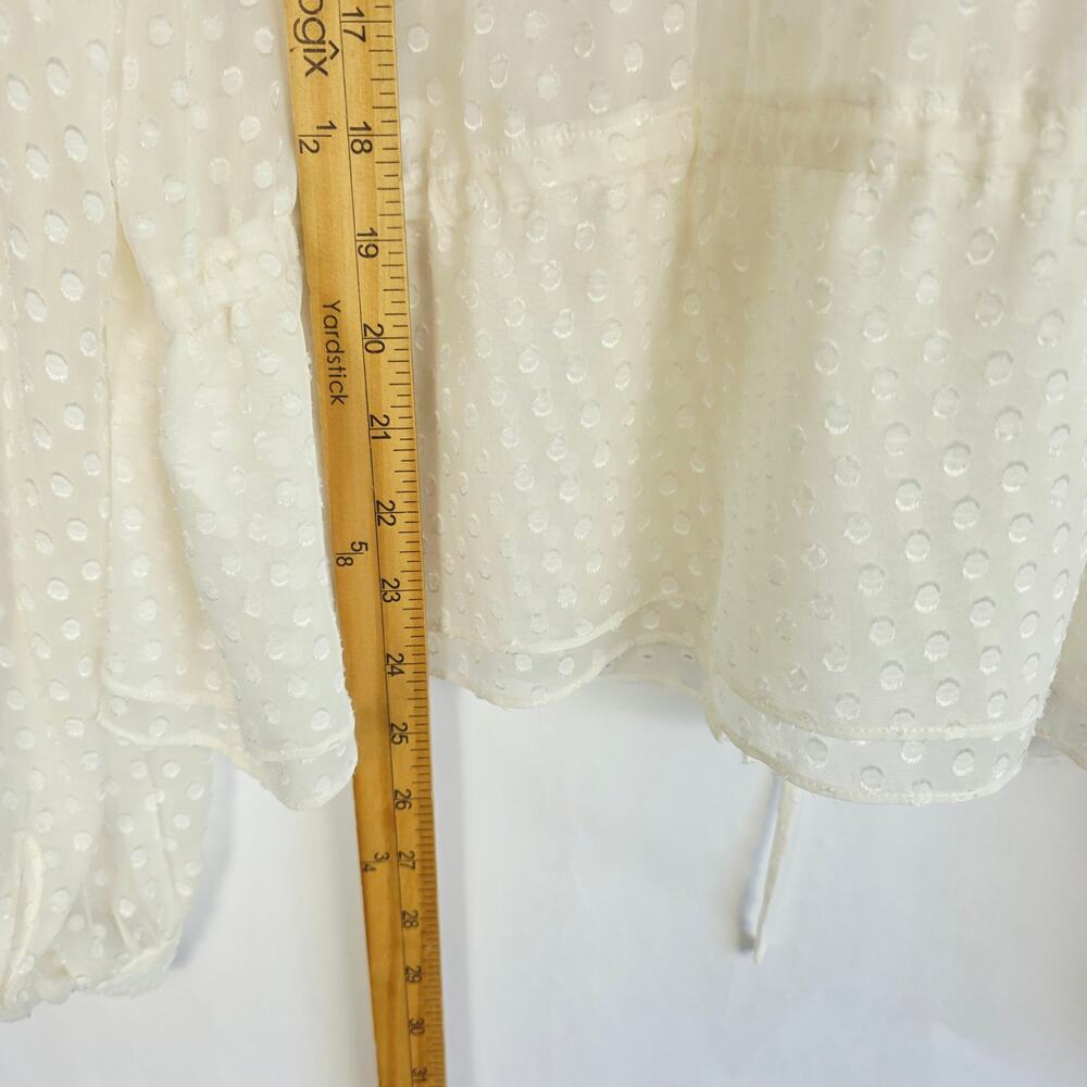 FRAME Button UP Blouse XL Off White Swiss Dot Silk Blend Sheer Boho Romantic - Picture 14 of 14